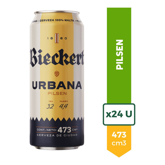 Cerveza Bieckert Urbana Pilsen Lata 473ml Pack X24