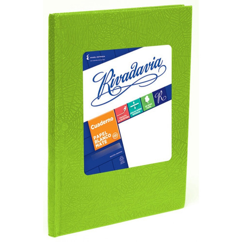  Rivadavia CUADERNO TAPA DURA 16X21 CUADERNO FORRADO ARAÑA 50 hojas  rayadas 0 materias unidad x 1 21cm x 16cm color verde claro