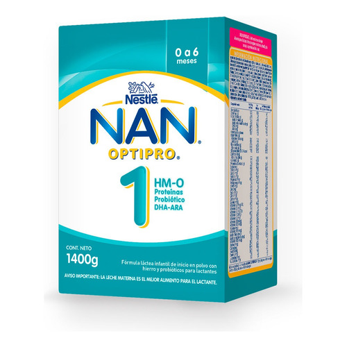Leche de fórmula en polvo sin TACC Nestlé Nan Optipro 1 en caja de 1 de 1.4kg - 0  a 6 meses