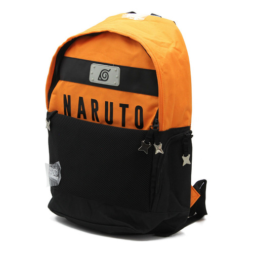 Mochila Escolar Keepack Naruto Shippuden Naranja Negro Diseño de la tela Textil