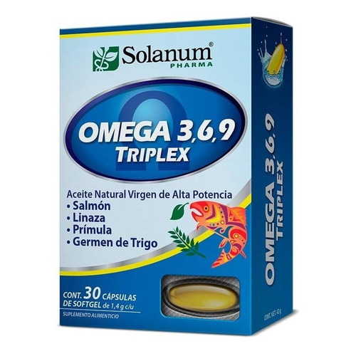 Solanum Omega 3, 6, 9 De Salmón, Aceites Naturales 30cap Sfn Sabor Sin sabor