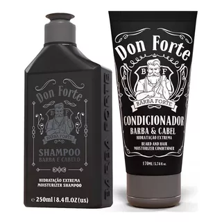  Kit Shampoo + Condicionador Don Forte Hidratação Barba Forte