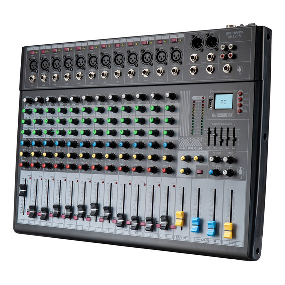 Mezclador Gochanmi Ak120s Mixer Consola 12 Canales Bluetooth