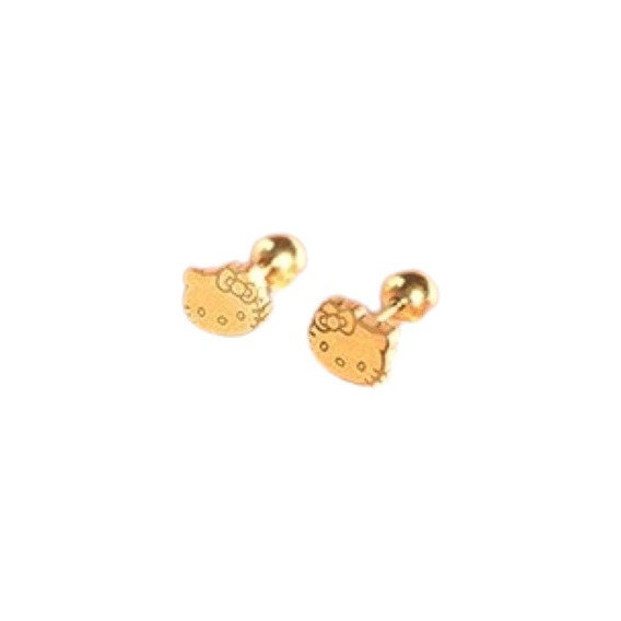 Aretes Niña Kawaii Hello Kitty  Topos Acero Chapado Oro 18k