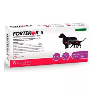 Fortekor Flavour 5 Novartis Cães E Gatos 28 Comprimidos