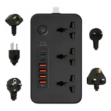 Zapatilla Inteligente Relextech Z65 Con 3 Tomas Y 6 Usb Para Carga Rápida De Teléfonos Y Notebooks