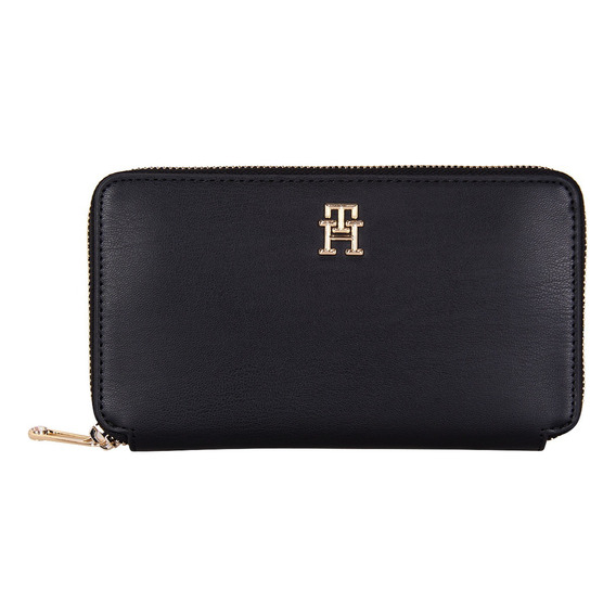 Cartera Mediana Tommy Hilfiger Con Cierre Para Mujer Color Negro Diseño de la tela Liso