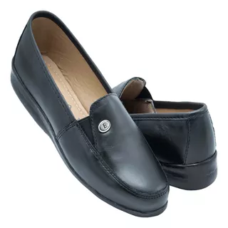 Zapato Dama Emilia 9005 Piel Negro Piso Descanso 22 Al 27