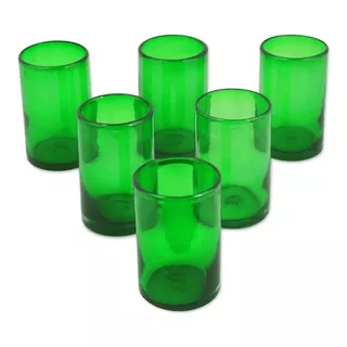 Set 6 Vasos Para Agua Color  Sólido 16oz - Vidrio Soplado