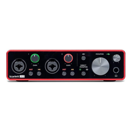 Interfaz de audio Focusrite Scarlett 2i2 roja 3.ª  gen