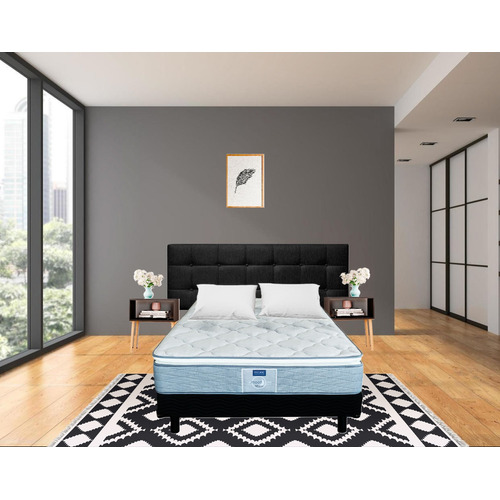 Colchón Restonic King Size De Resortes Marin Antiestrés Tecnologia Moon Care - Blanco/azul 200cm X 190cm X 26cm