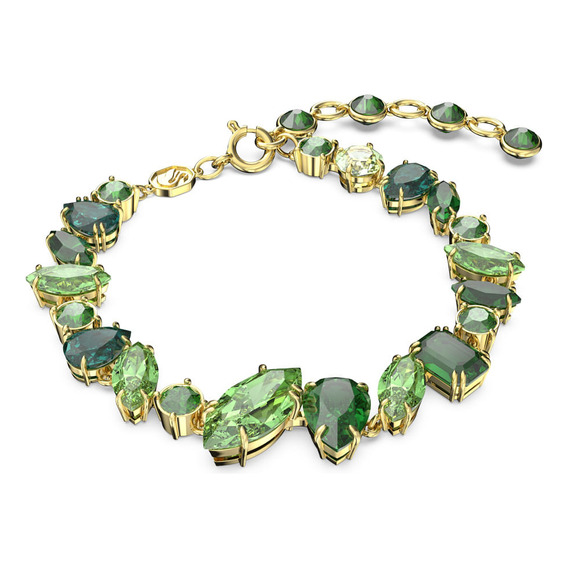 Pulsera Swarovski Gema, Tallas Mixtas, Verde, Baño Tono Oro