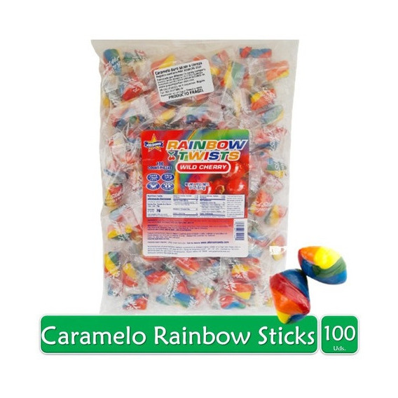 Caramelos Duros Rainbow Twists Cereza Bolsa X100 Uds.