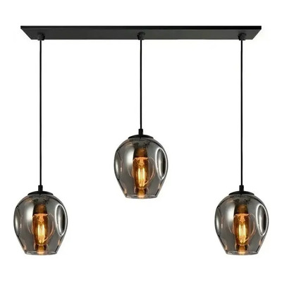 Colgante 3 Luces Ástrid Humo Apto Led Vidrio Moderno Cie Ahumado