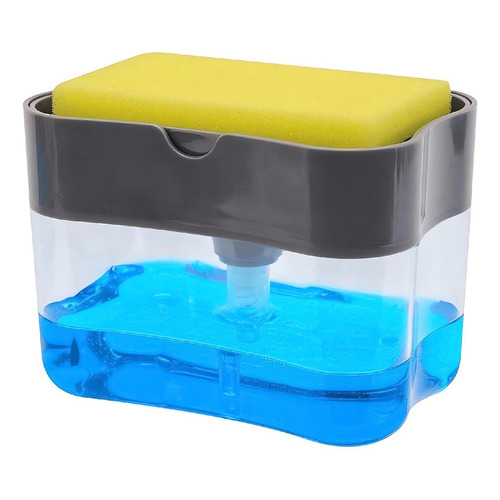 Dispensador de jabón 2x1, soporte para esponja de detergente, color negro