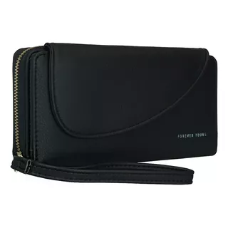 Elegante Cartera Grande Para Mujer Ola Forever Young Sqbags Color Negro