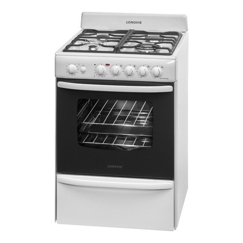 Cocina Longvie Eurodesign 19601B 4 hornallas  blanca puerta con visor 665L