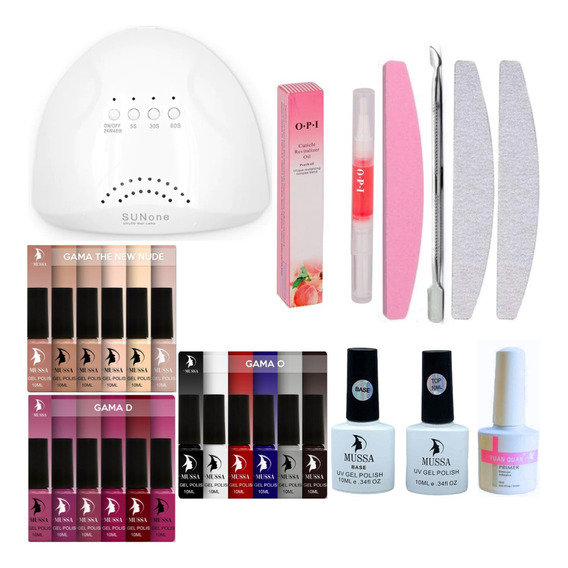 Kit Gelish 18pz Lámpara Base Top Limas Aceite Cutícula 