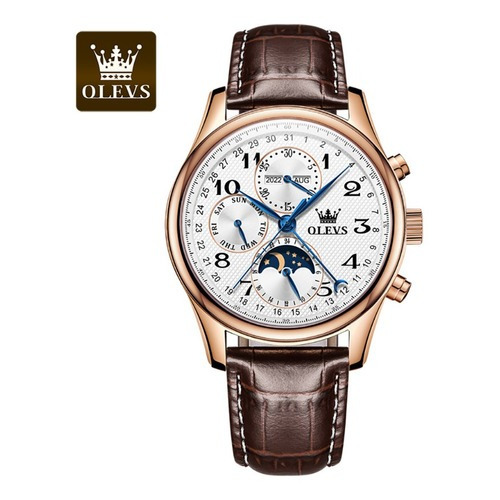 Olevs Reloj Cronógrafo Mecánico Con Fase Lunar Para Hombre