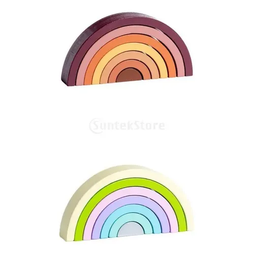 Arco Iris De Madera Apilable – 10 Piezas Y 10 Colores, Juguete De Construcción Educativo Para Niños, Puente Arcoíris Y Túnel Creativo