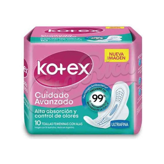 Toalla Femenina Kotex C/alas Cuidado Avanzado X 10 Und