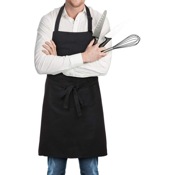 Delantal Ajustable Chef Mesero Profesional Certificado Negro