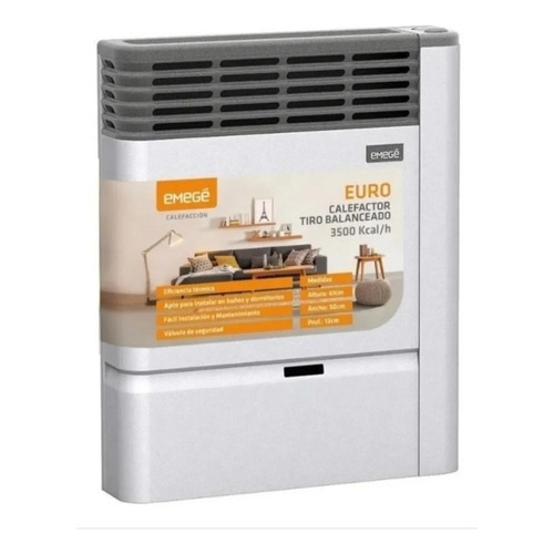 Calefactor Emege Euro 2135 Tbu 3500cal Tiro En U Y Multigas! Color Gris
