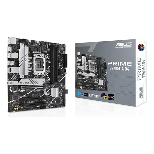 Placa Madre Asus Prime B760m-a D4 Intel Color Negro