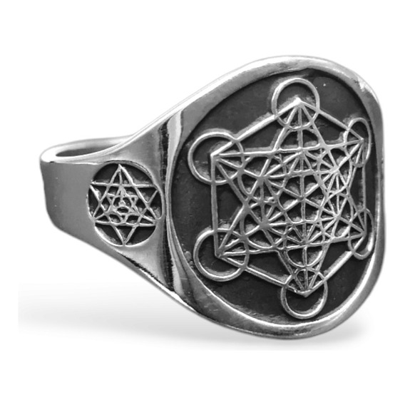 Anillo Cubo De Metatron Plata 925 Arcángel Amuleto