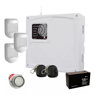 Kit Alarma Hogar + 3 Sensor + Controles + Sirena + Batería 