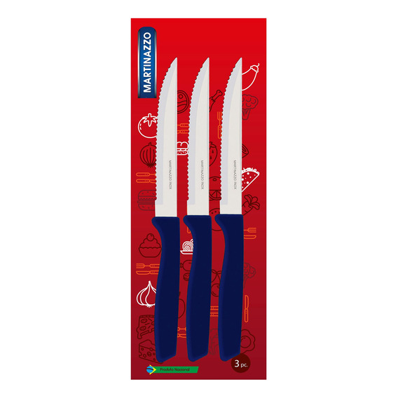 Cubiertos Cuchillo De Mesa X3 , Acero Inoxidable Azul