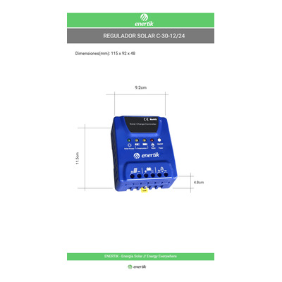 Regulador De Voltaje Para Panel Solar 12v/24v 30a - Enertik