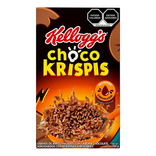 3 Pzs Kelloggs Cereal Sabor Chocolate Choco Krispis 350gr