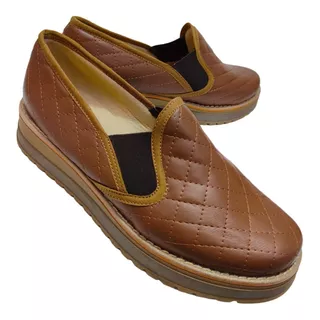  Tenis Resorte Slip-on Plataforma Tipo Piel Antiderrapante