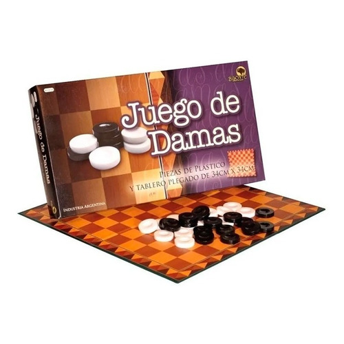 Juego De Damas Pzas Plásticas Tablero Plegable 34x34 E. Full