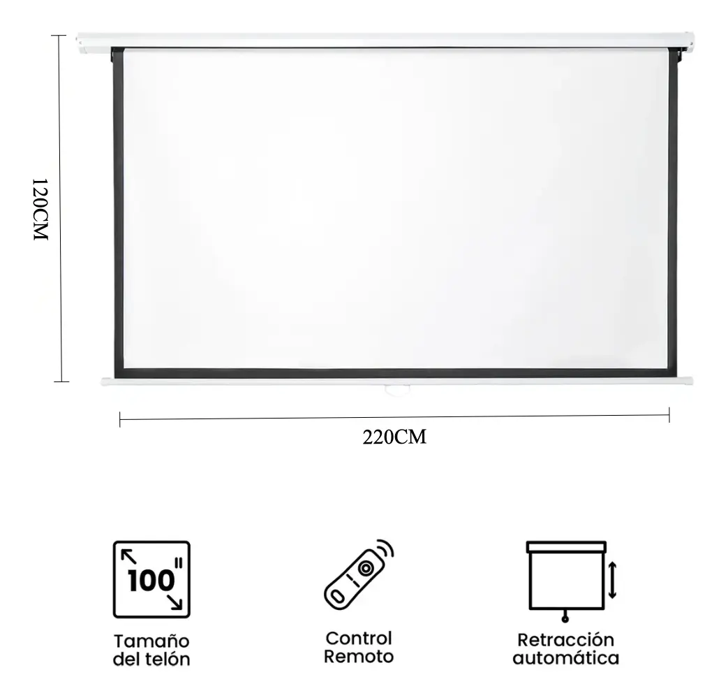 Imagen 2 de 6 de Telon Pantalla Proyector Automática 100 Pulgadas Control