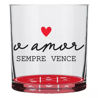 Copo Bar Rocks Love Amor Sempre Vence 305ml Cor Vermelho