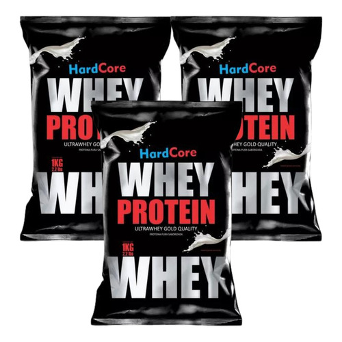 Suplemento en polvo Hardcore Nutrition  Ultra Gold Qualitty Whey Protein proteínas sabor chocolate en sachet de 1kg 3 un pack x 3 u