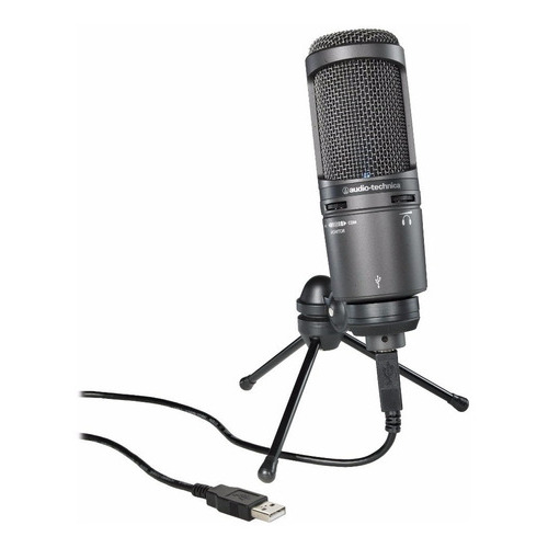 Micrófono Audio Technica AT2020USB+ Condensador Cardioide color negro