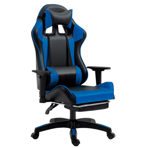  Genérica Silla gamer  negra y celeste