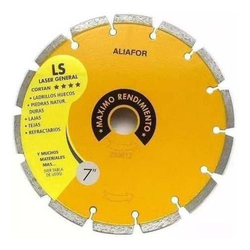 Disco Diamantado 7 PuLG. Aliafor Ls Laser General 180mm Color Amarillo