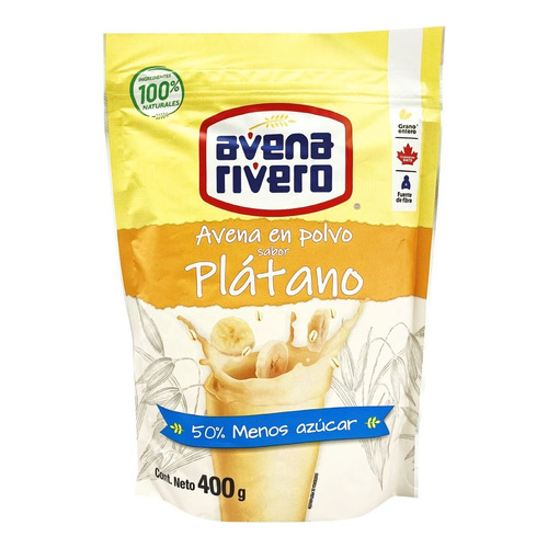 4 Pzs Rivero Avena En Polvo Sabor Platano 400gr