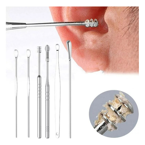 Juego Limpieza Oidos Cureta Removedor Cerumen Extractor Cera