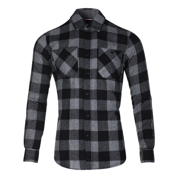 Camisa Manga Larga De Cuadro Franela Para Hombre Casual Moda