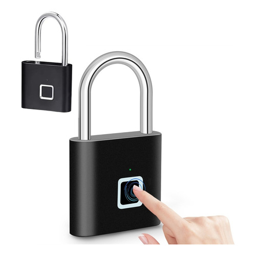 Candado biométrico con estampado digital, cadena Mala, armario, color negro