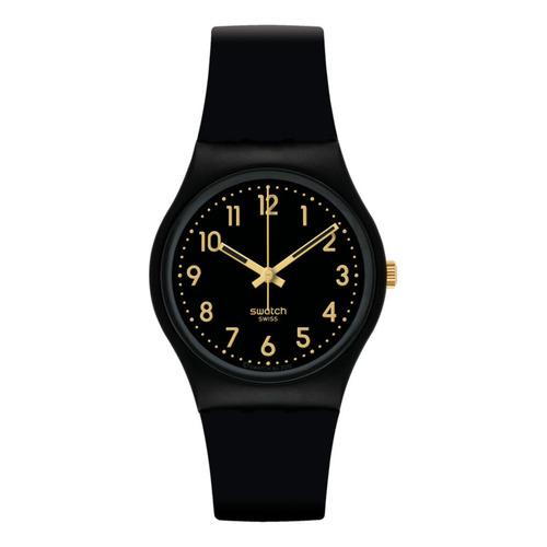 Reloj Swatch Golden Tac Para Mujer De Silicona So28b113 Ss Color De La Malla Negro Color Del Bisel Negro Color Del Fondo Negro
