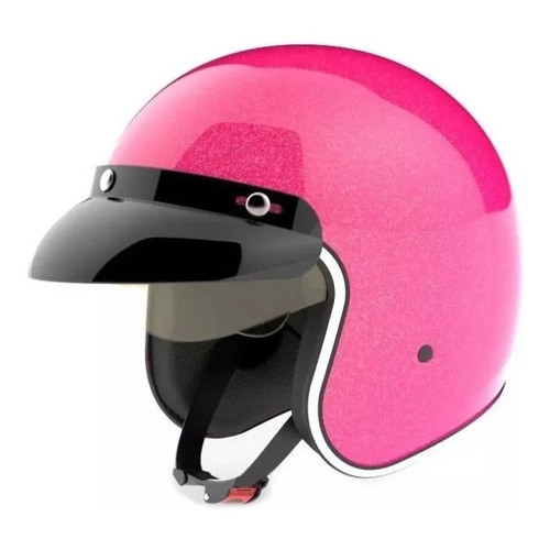 Casco para moto abierto Hawk 721  rosa glitter talle L 