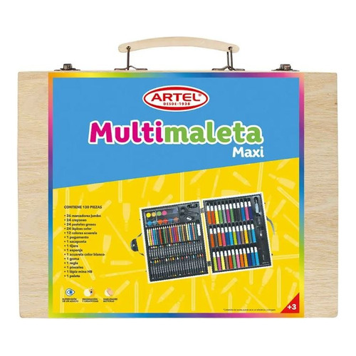 Maleta Caja Madera Premium 130 Piezas Artel Color Del Trazo Multitrazo