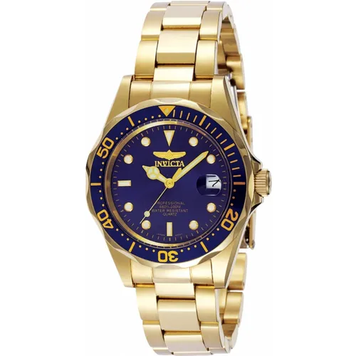 Reloj pulsera Invicta Pro Diver Scuba 0073 de cuerpo color dorado,  analógico, para hombre, fondo azul