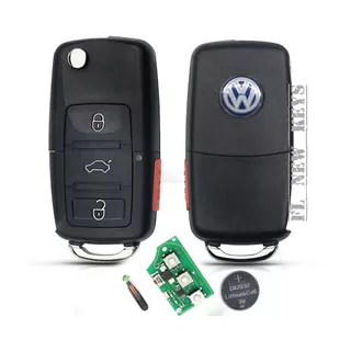 Llave Control Y Chip Vw Jetta,beetle,golf,passat,polo, Dc 2002 A 2010 Frecuencia 315 Mhz Tp08